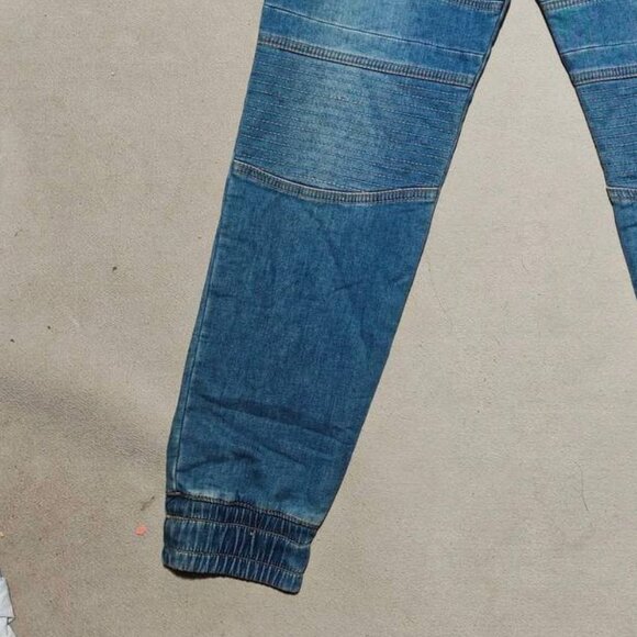 Blue Denim Jogger Pants With Drawstring Waist - Picture 3 of 3